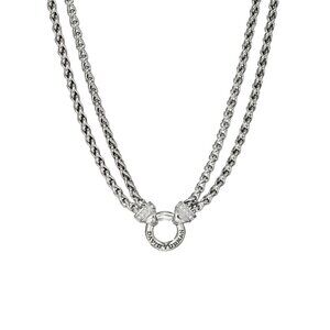 David Yurman Double Wheat 16" Chain Necklace Sterling Silver with Diamonds, 4mm